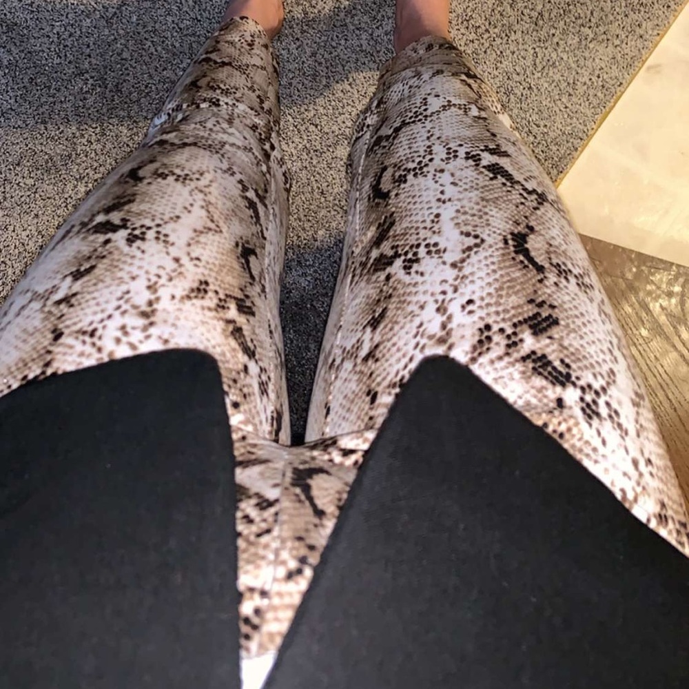 Snakeskin-detail dress pants